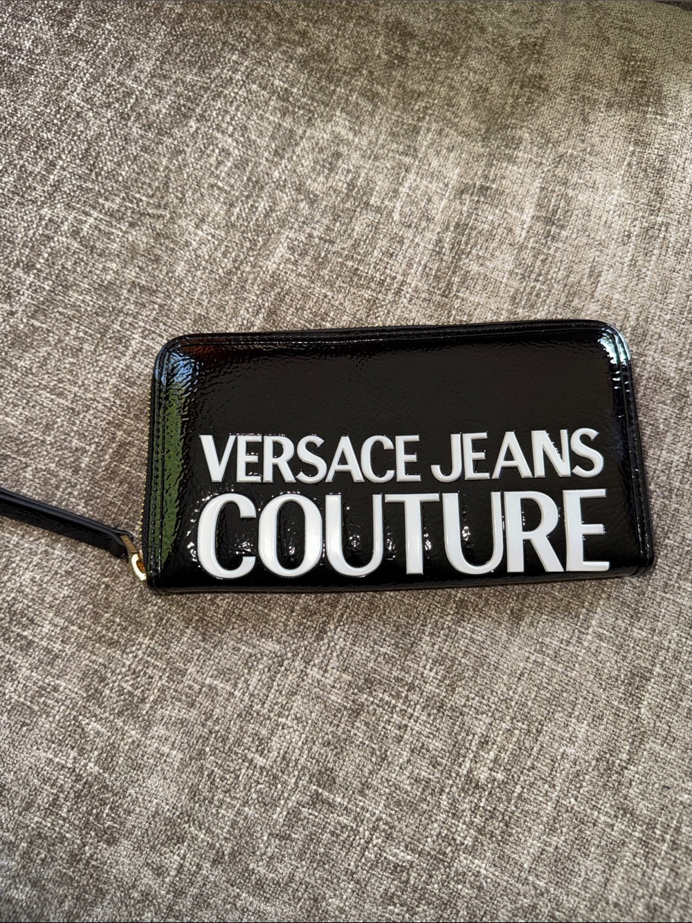 Versace Jeans Collection Black Patent Logo Wallet